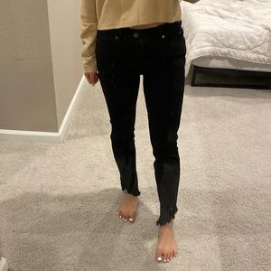 Black cropped jeans. 7 for all mankind